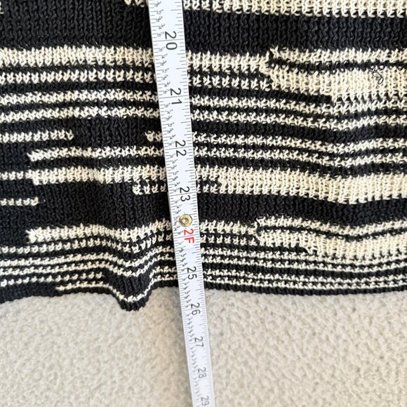 Eileen Fisher Sweater Knit Boxy Organic Linen Cotton Top Black Cream - Picture 5 of 9